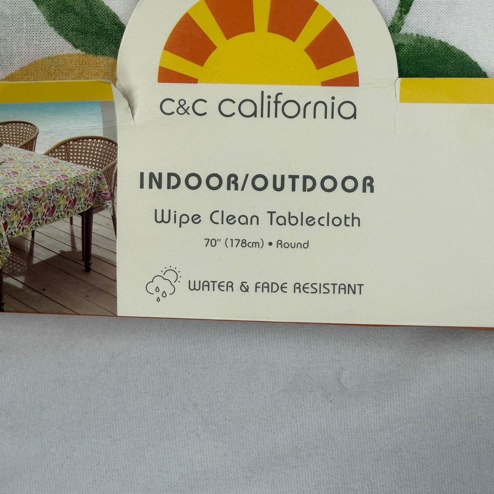 C&C California Fruit Print Round Tablecloth 70 Inch Indoor Outdoor Wipe Clean - Picture 3 of 5